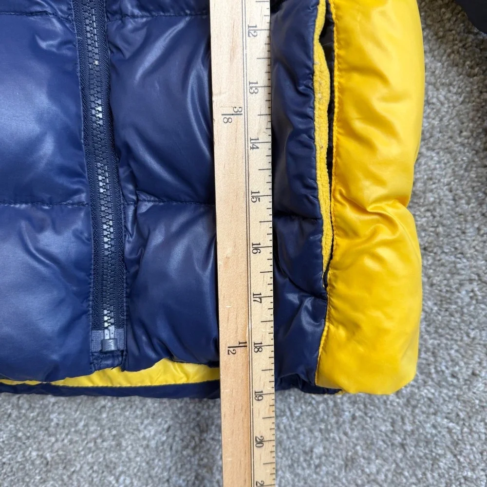 Polo Ralph Lauren Kids Size 6 Navy Yellow Down Puffer Jacket Detachable Hood